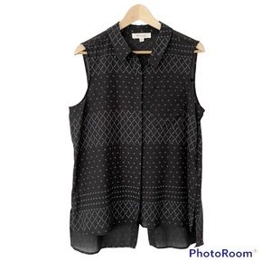 TWO BY VINCE CAMUTO GREY SLEEVELESS BUTTON DOWN COTTON/TENCEL TOP/BLOUSE, MED